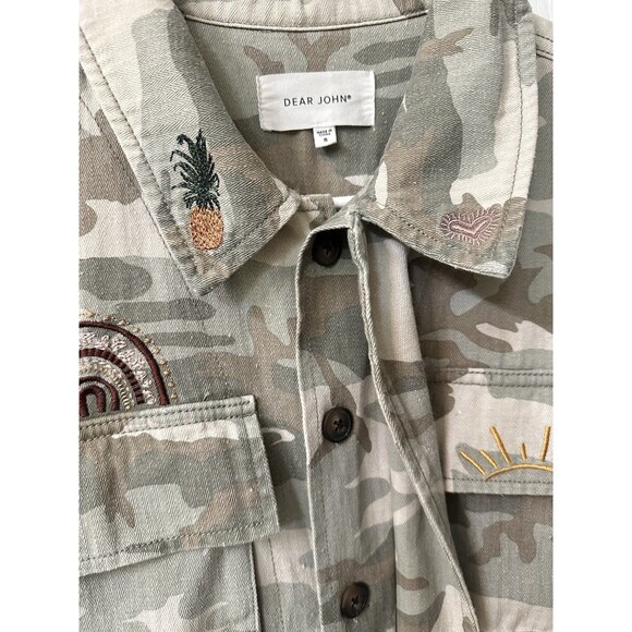 Dear John Womens Size Small Desert Sage Camo Embroidered Roxie Denim Jacket EUC - Picture 5 of 13